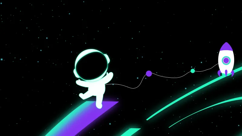 Cute astronaut, 8K wallpaper, Outer space, Space flight, 5K, Black background, AMOLED