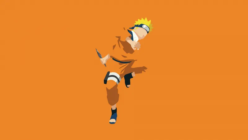 Naruto Uzumaki 4K wallpaper, Minimalist, Orange background