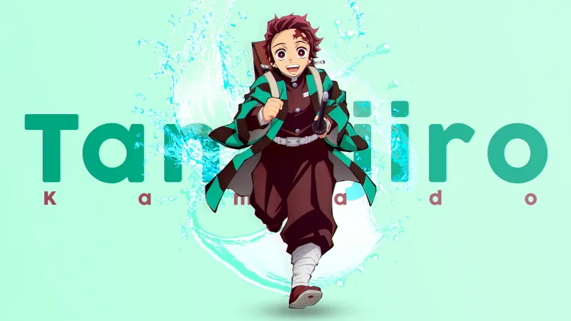 Tanjiro Kamado 4K Wallpaper, Green aesthetic, Demon Slayer: Kimetsu no Yaiba