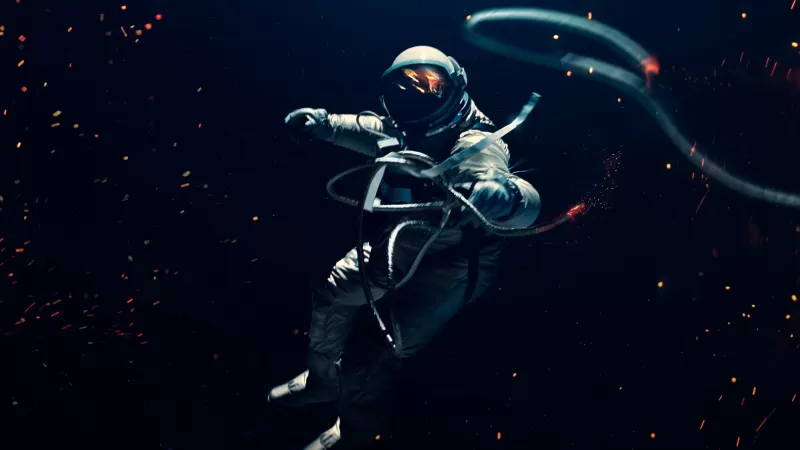 Astronaut, Space suit, Dark background, Lost in Space, Space Adventure
