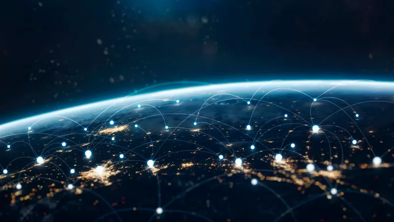 Global network, Earth at night, Connected world, 4K wallpaper