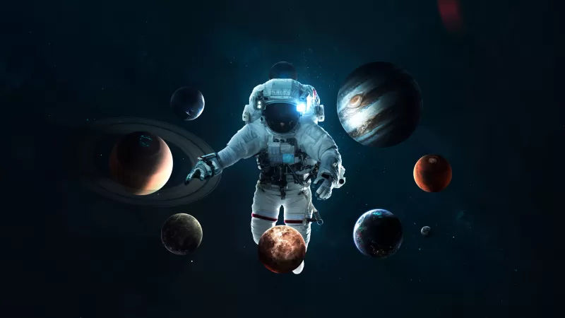 Astronaut, Planetary System, Space suit, Space Travel, Stars, Orbital ring, Solar system, Planets