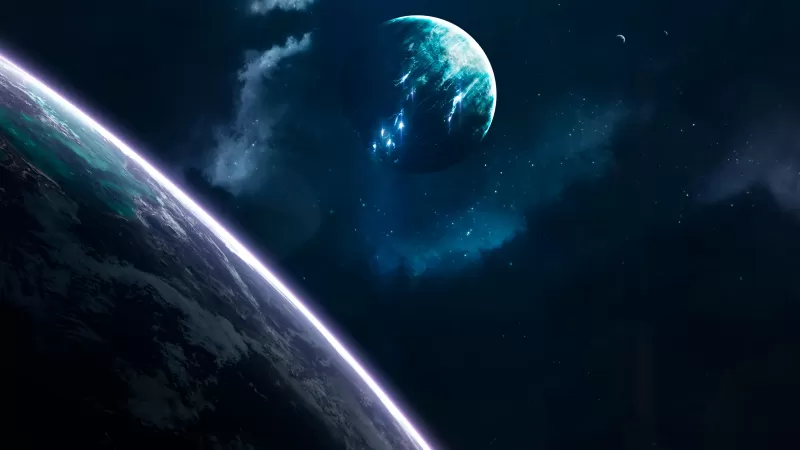 Planets wallpaper, Deep space, Blue nebula