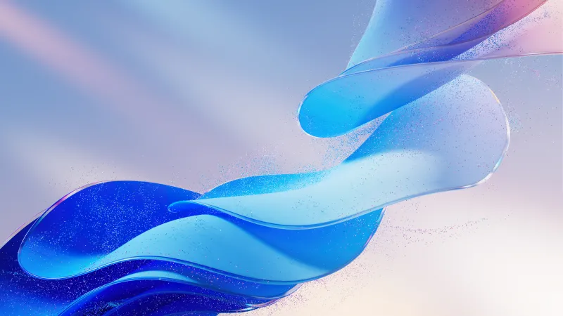 Blue glass wave wallpaper, Sparkling particles, Light pastel