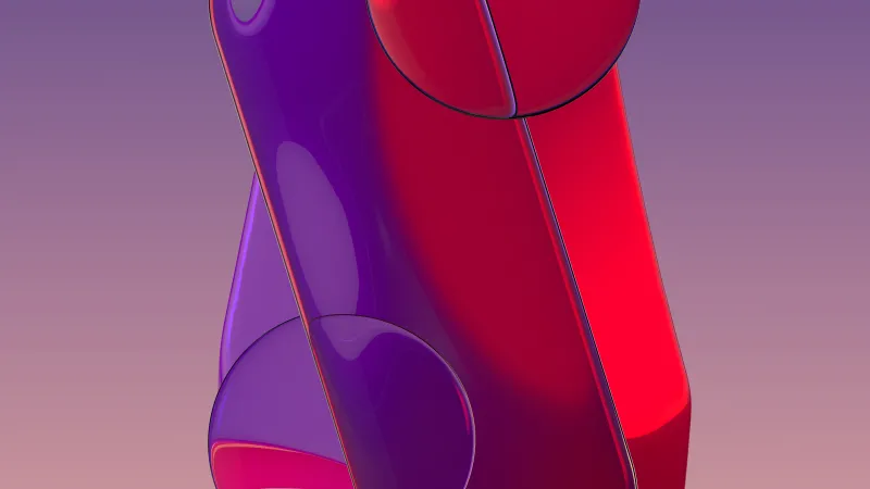 OnePlus stock wallpaper, Red and purple glass, 3D shapes