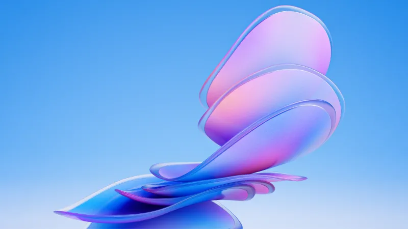 Blue glass layers, Pink gradient, Abstract, 5K wallpaper