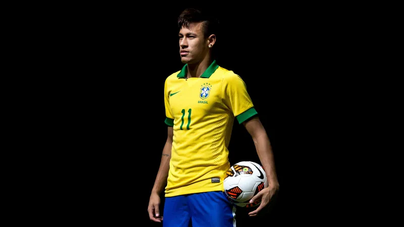 Neymar Jr, Black background, Brazilian Football Player, AMOLED wallpaper 4K