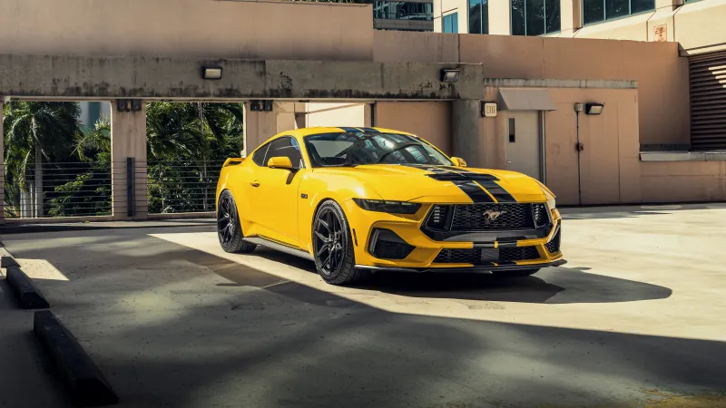 Ford Mustang GT, American muscle car, 5K, Yellow cars, 8K wallpaper