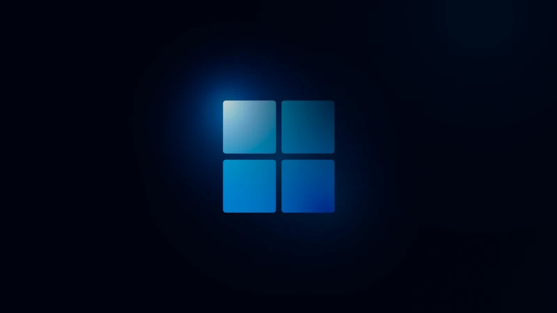 Blue aesthetic, Windows 11, Dark background, Stock, 5K wallpaper