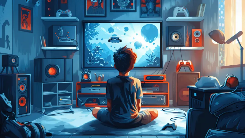 Gamer, Gaming room, AI art, 5K wallpaper