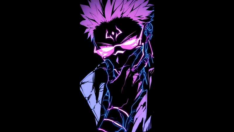 Satoru Gojo, Pink aesthetic, AMOLED wallpaper 5K, Jujutsu Kaisen, Black background