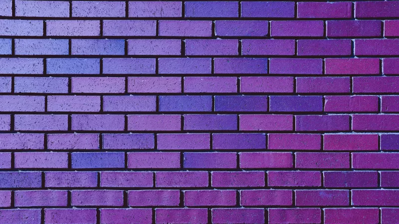 Brick wall, Purple, Violet, Bricks, Bright, Gradients, Aesthetic, 5K