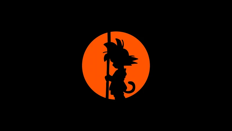 Son Goku, Silhouette, Black background, AMOLED, Dragon Ball, 5K, 8K, 12K wallpaper