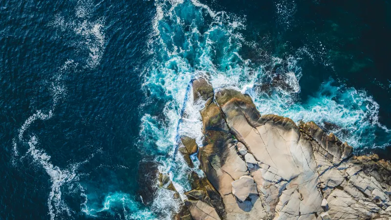 Peggy's Cove from above wallpaper, Atlantic waves, Granite rocks