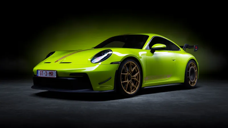 Porsche 911 GT3, Performance car, 5K wallpaper, Dark background