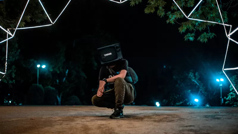 Man, Error, Glitch, Dark, Night, 5K