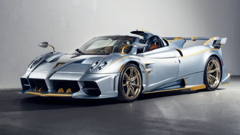 Pagani Imola Roadster, Silver and gold, Huayra-based hypercar, 5K wallpaper