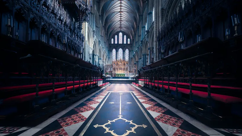 Ely Cathedral, Church, England, Ancient architecture, United Kingdom, Peaceful, Interior, Symmetrical, Heritage, 5K, 8K