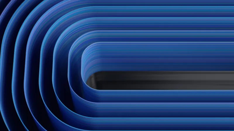 Blue rounded layers wallpaper, 3D stripes, Abstract