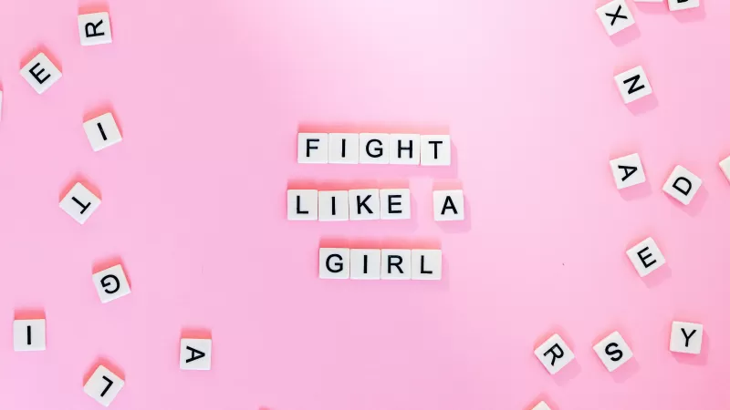 Fight Like A Girl, Pink background, Letters, Girly backgrounds, Popular quotes, Aesthetic, 5K