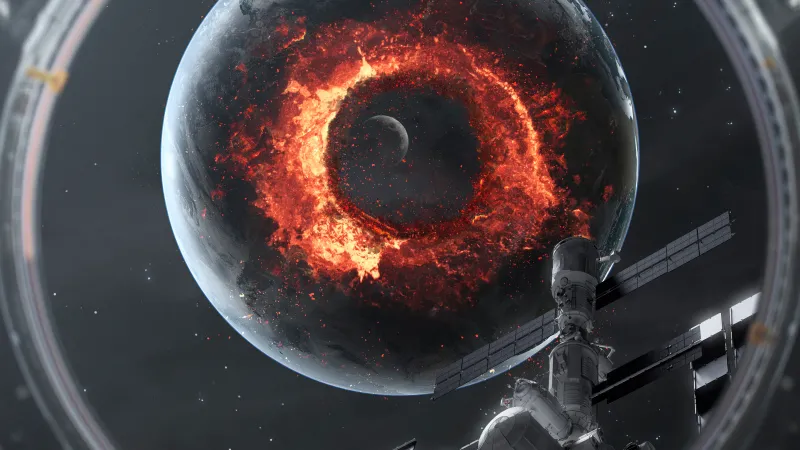 Extinction, Cosmos, Spaceship, Satellite, 5K wallpaper, Planets, Moon