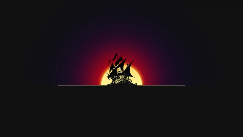 Pirate ship, Silhouette, Dark background, Sunset, 4K wallpaper