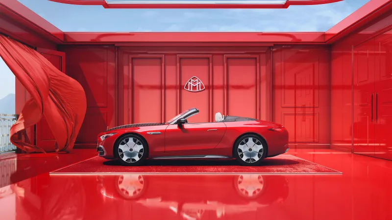 Mercedes-Maybach SL 680, 2024, 5K wallpaper, Red aesthetic