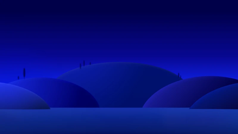 Blue aesthetic, Nightscape, Landscape, Gradient background, Minimalist, 5K wallpaper, Night, Dark Mode