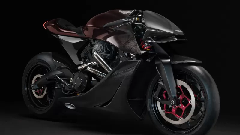 Aston Martin AMB 001, Sports bikes, Futuristic, Black background, 5K, 8K