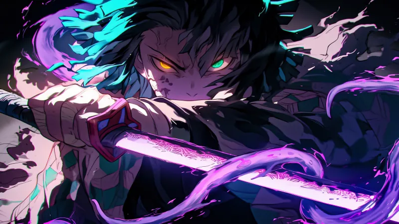 Tanjiro Kamado 5K Wallpaper, Colorful anime, AI art, Demon Slayer: Kimetsu no Yaiba