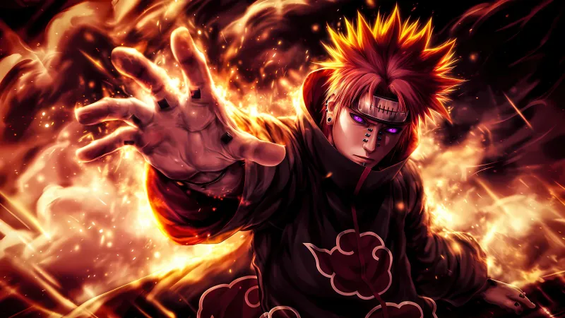 Naruto Uzumaki 5K wallpaper, Fire, AI art