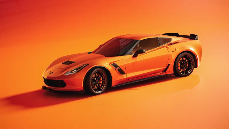 Chevrolet Corvette, Orange aesthetic, Sports cars, Orange background 4K