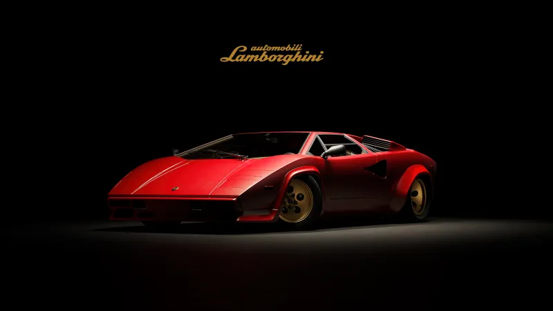 Lamborghini Countach, 5K wallpaper, Dark background