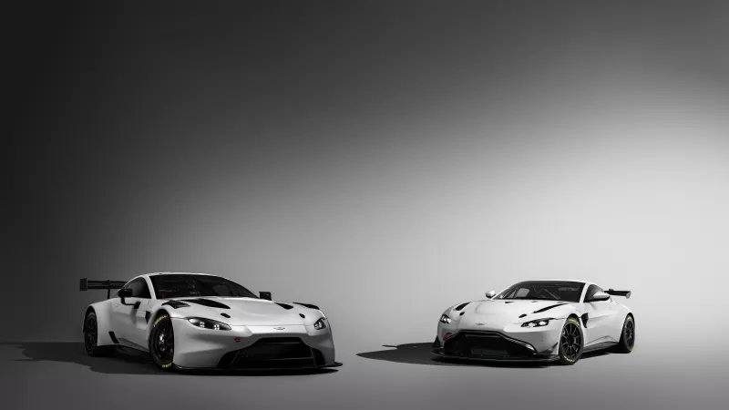 Aston Martin GT3, Aston Martin GT4, Monochrome, 2020, 5K, 8K