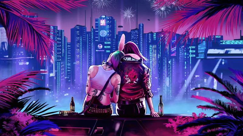 Romantic Cyberpunk 2077, V (Cyberpunk), Female V, 5K wallpaper