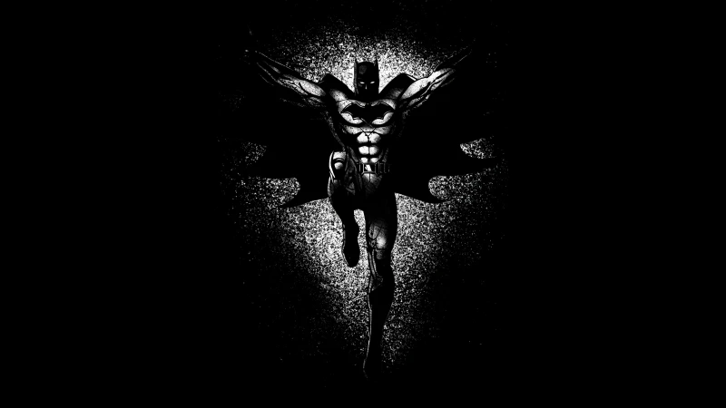 Batman (DC Comics), Dark Knight, Black and White, AMOLED, 5K wallpaper