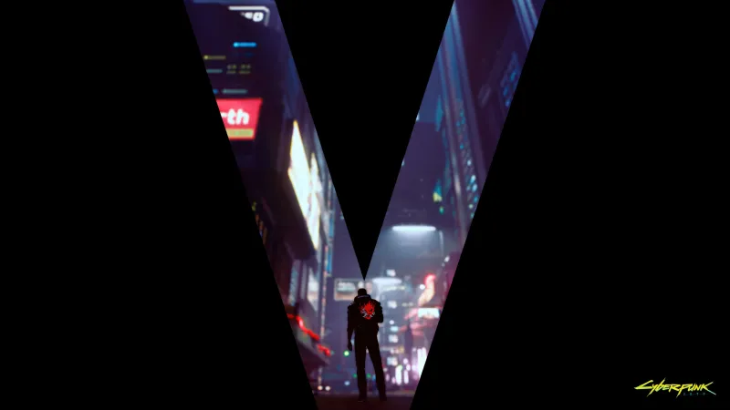 V (Cyberpunk) Poster, Dark background 5K