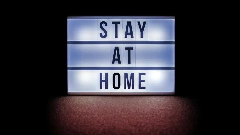 Stay at home lightbox wallpaper, Dark background, Sign