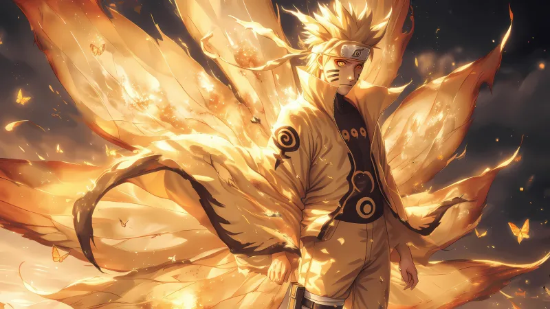 Naruto Uzumaki, Nine-tailed beast, Wallpaper 5K, Digital painting
