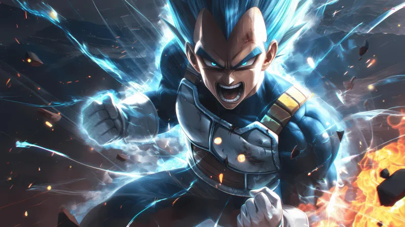 Vegeta wallpaper, Super Saiyan Blue, Dragon Ball, Angry