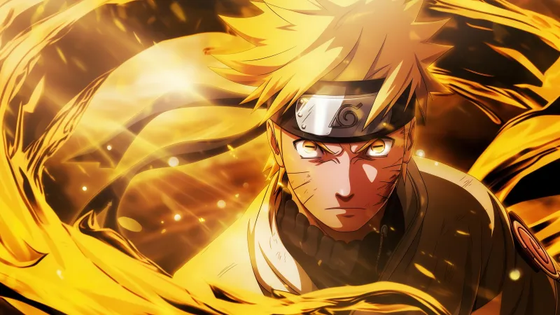 Naruto Uzumaki, Yellow aesthetic, Fierce, Chakra, 5K wallpaper