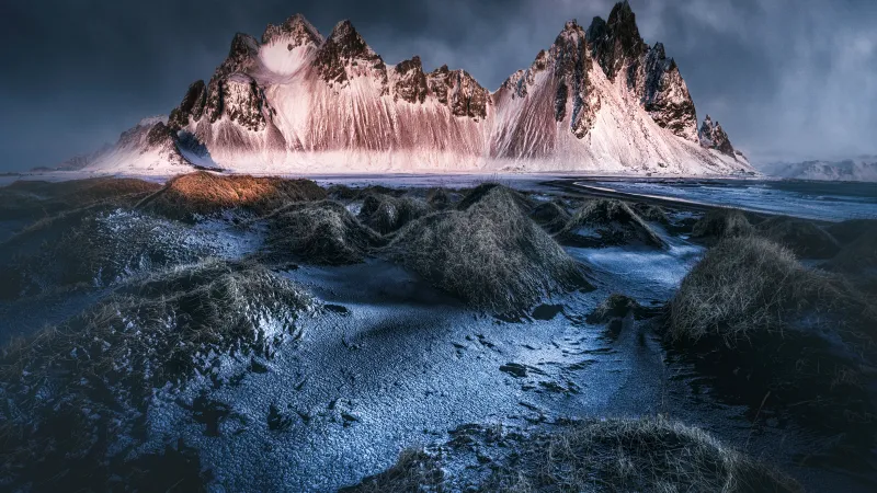 Vestrahorn wallpaper, Stokksnes, Iceland frost
