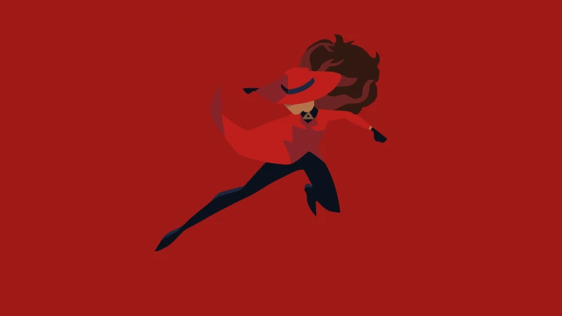 Carmen Sandiego, Minimalist, Red coat and hat, Red background, 5K wallpaper