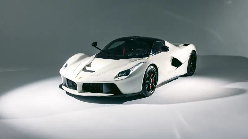 LaFerrari, White hypercar, Studio spotlight, 4K wallpaper
