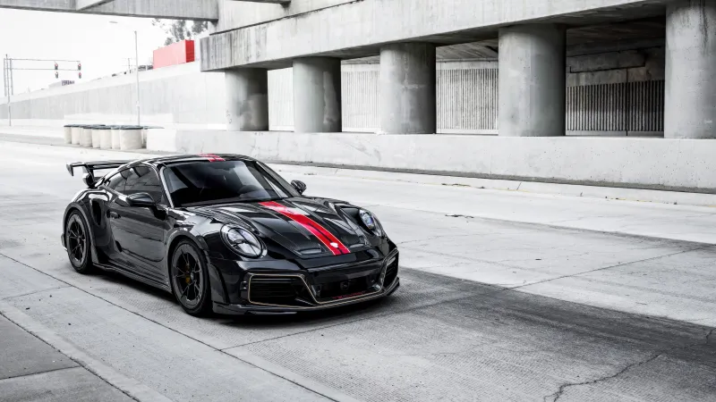 TechArt Porsche GTstreet R, 5K wallpaper, Porsche 911 Turbo S, Black cars