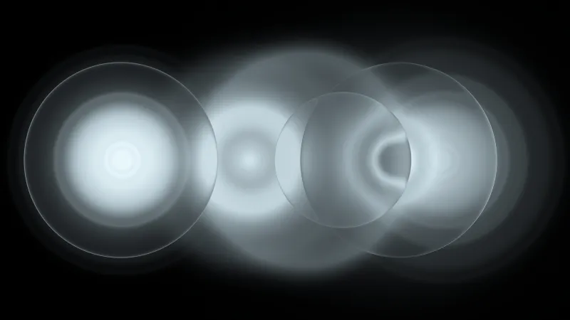 Grey glowing circles, Optical illusion, Dark background, 4K wallpaper