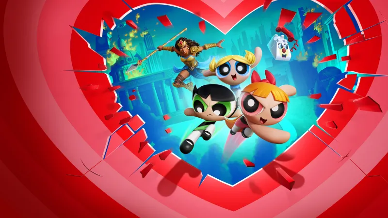 MultiVersus wallpaper, The Powerpuff Girls, Wonder Woman, Red heart