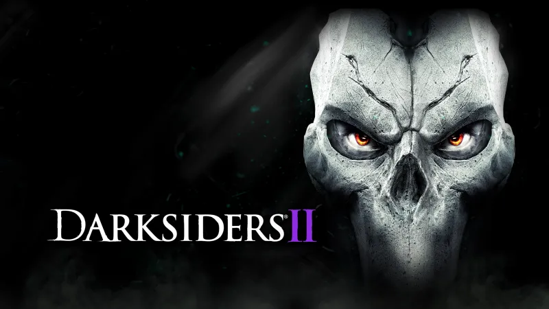 Darksiders II wallpaper, Death mask, Logo, Black background