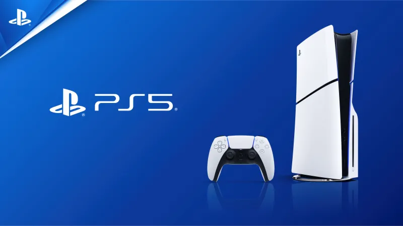 Sony PlayStation 5, Official wallpaper, Blue background 5K