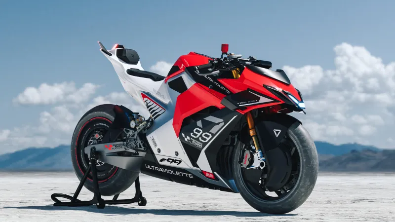 Ultraviolette F99, Electric superbike, Salt flats, Red and white, 4K wallpaper